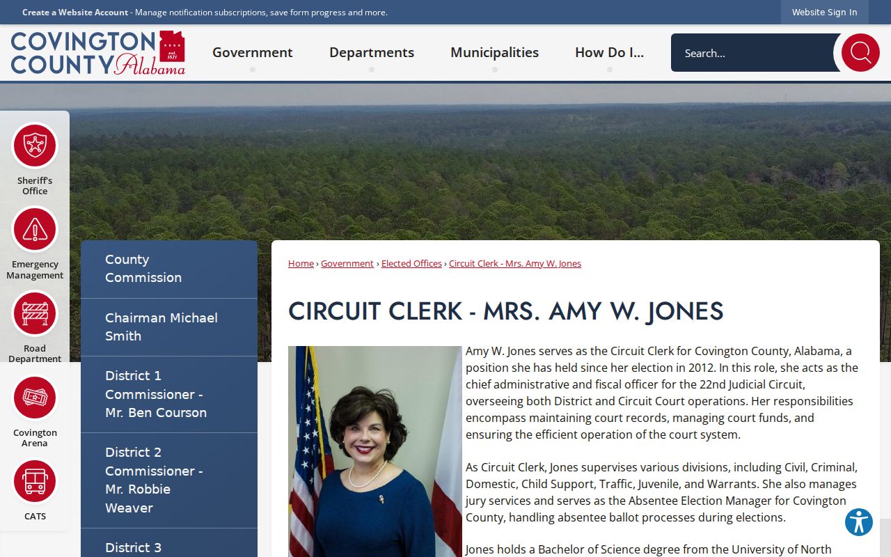 Covington County Circuit Clerk court records biography page