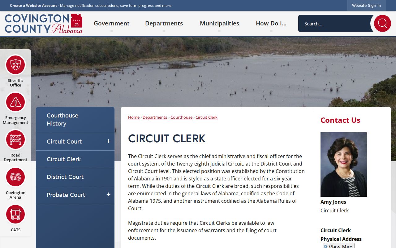 Covington County Circuit Clerk court records contact page