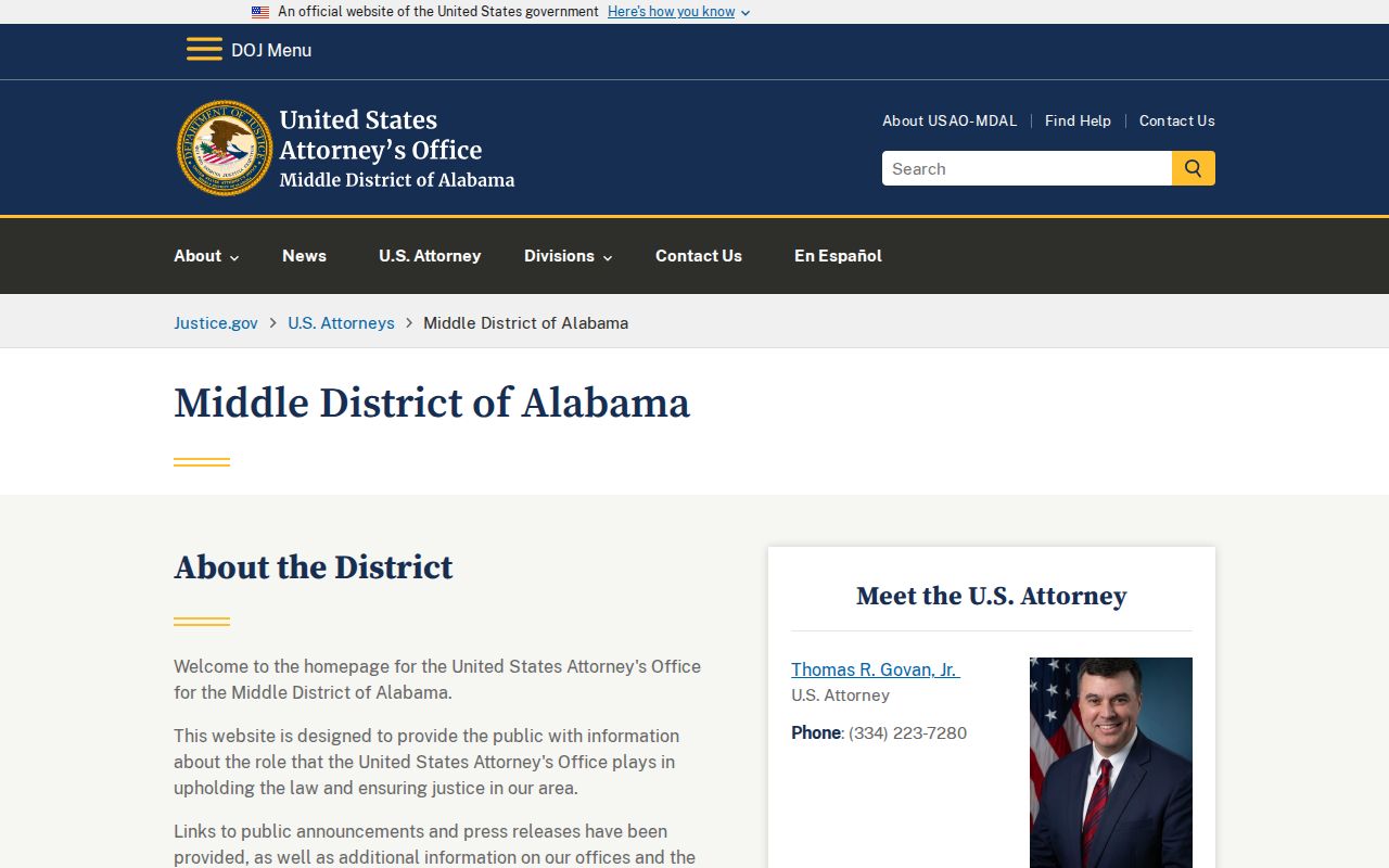 Covington County criminal court records U.S. Attorney page