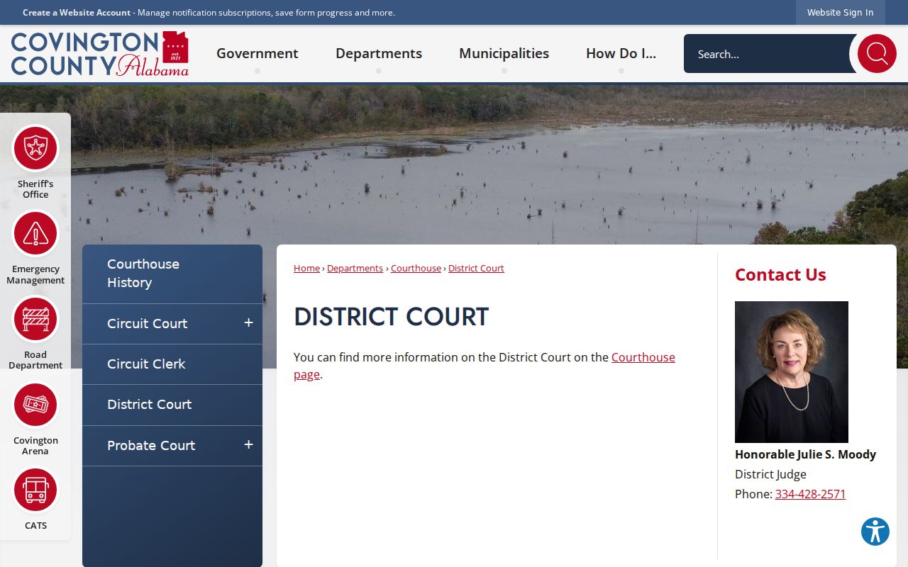Covington County District Court records county court page