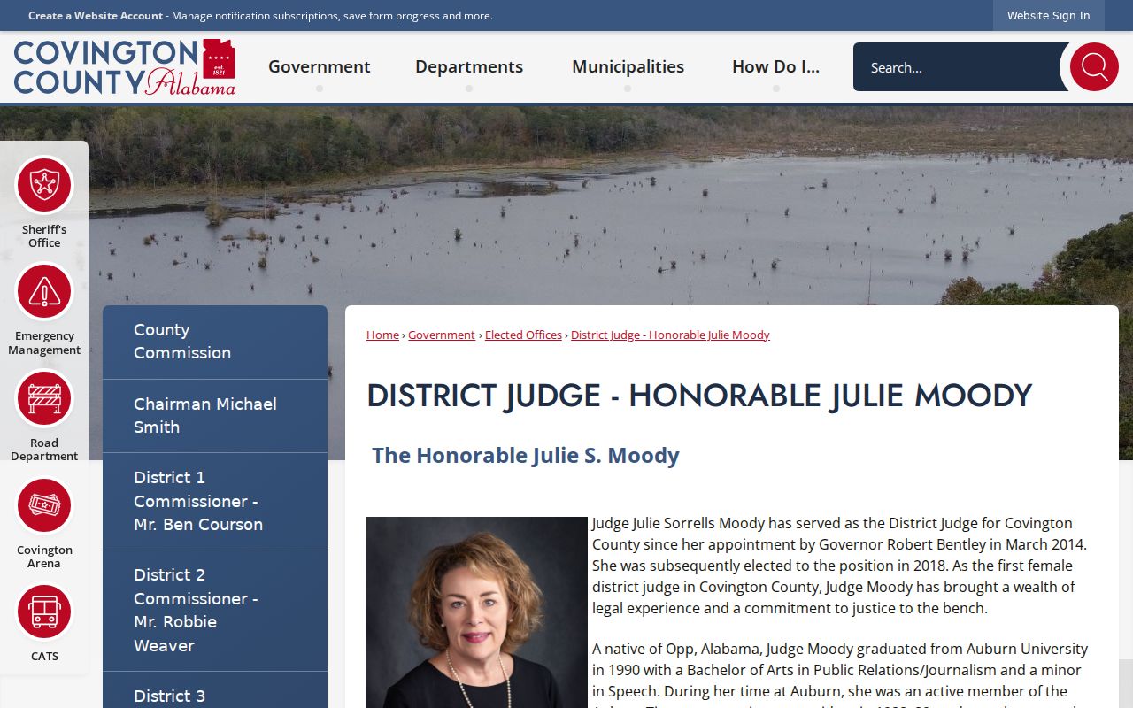 Covington County District Court records Judge Julie Moody biography