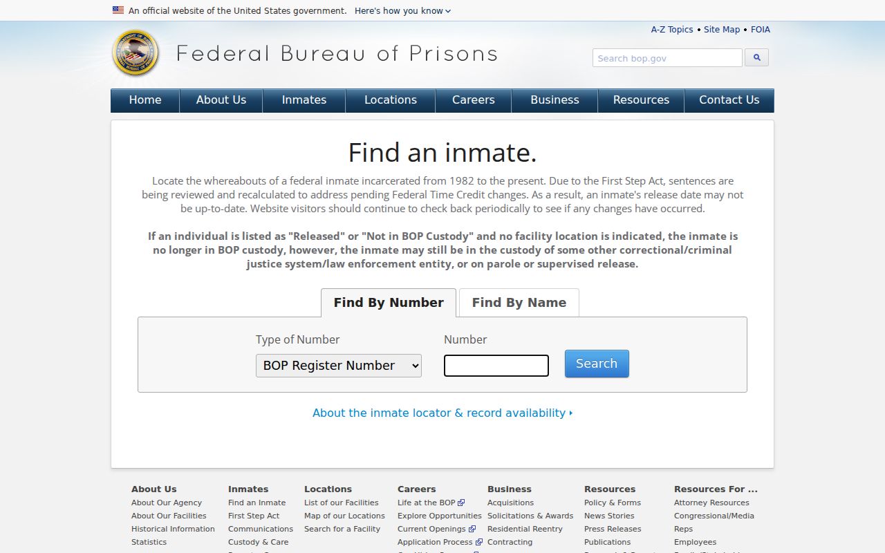 Covington County inmate records federal BOP locator